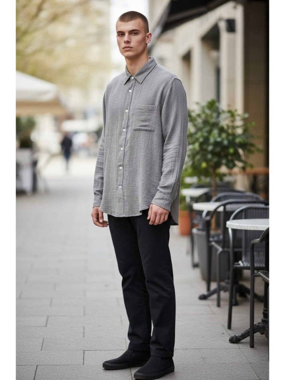 Joe's Collection Olive Cotton Button-Up Shirt‎ S Soft Textured Fabric